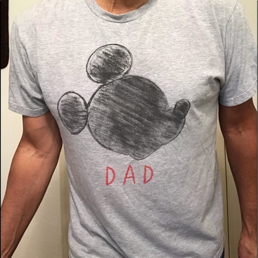 MICKEY MOUSE DISNEY GRAY SHIRT LARGE CHARCOAL SKETCH
